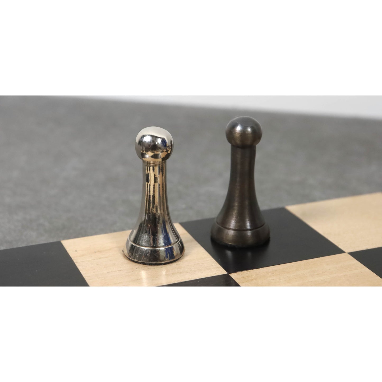 Brass Chess Set Combo of 3.1" Contemporary Chess Pieces + Ebony Wood Chess board