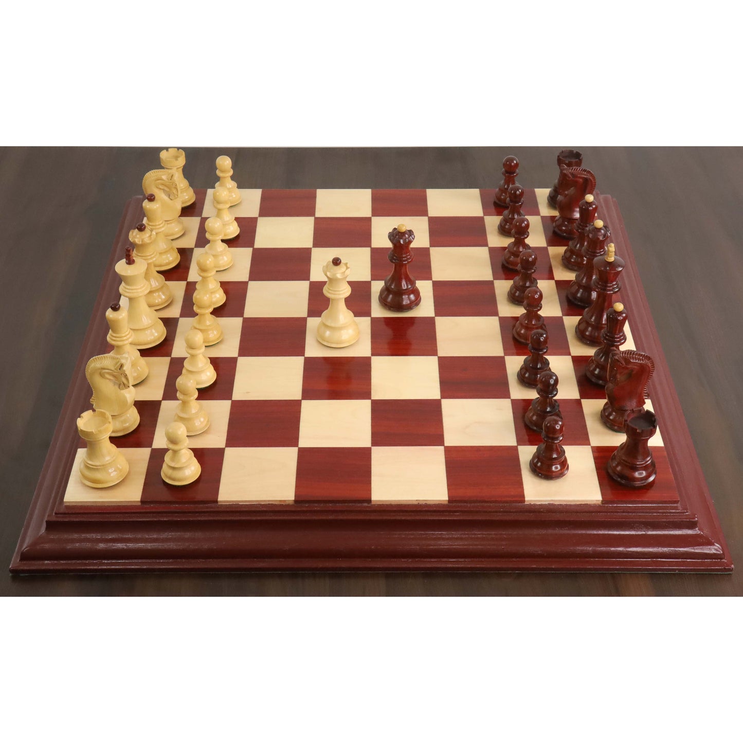 3.9" Russian Zagreb 59' Chess Set- Chess Pieces Only - Double Weighted Bud Rose Wood