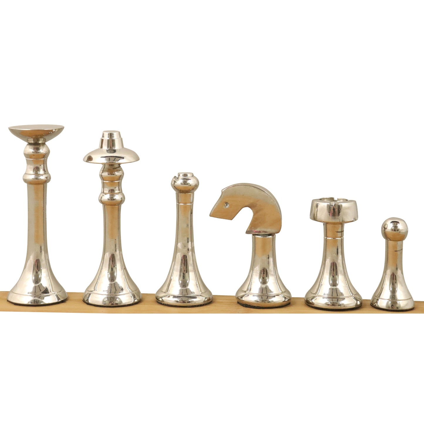 Brass Chess Set Combo of 3.1" Contemporary Chess Pieces + Ebony Wood Chess board