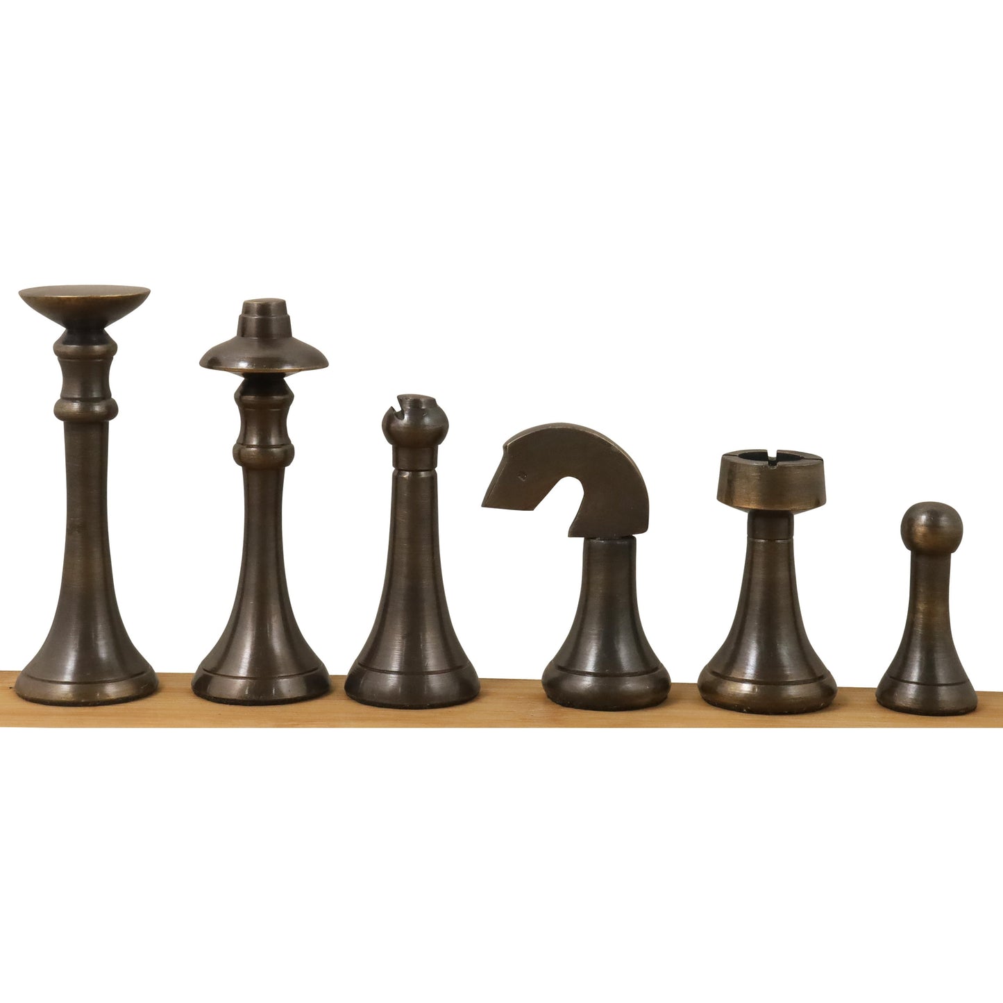 Brass Chess Set Combo of 3.1" Contemporary Chess Pieces + Ebony Wood Chess board