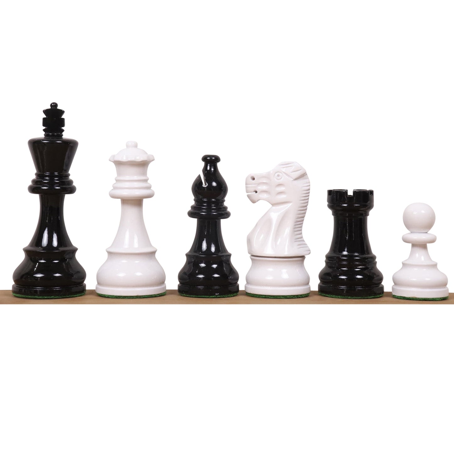 3.8" Black & Ivory White Painted Staunton Chess Set- Chess Pieces Only - Weighted Boxwood