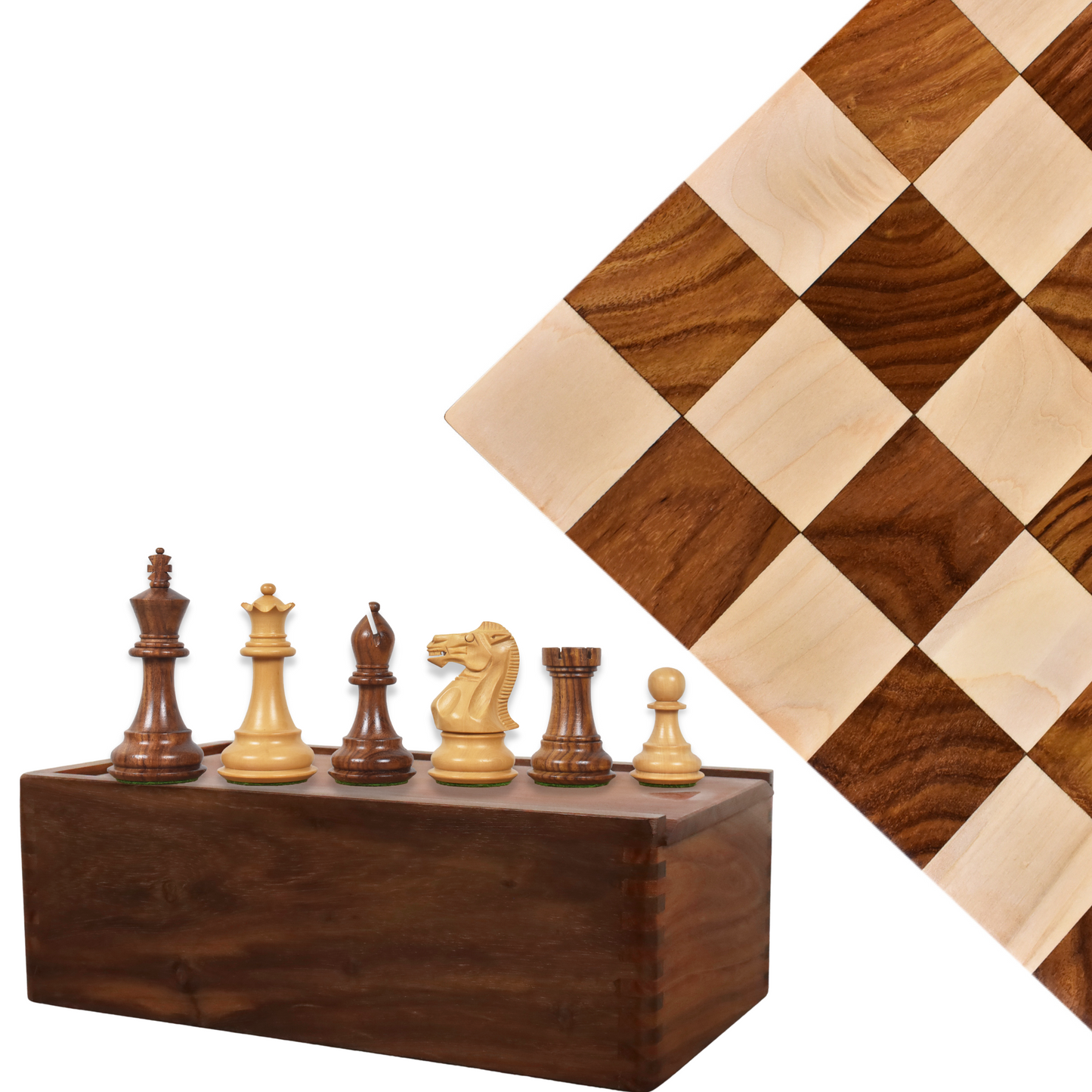 Combo of 3.6" Professional Staunton Chess Set - Pieces in Golden Rosewood with Board and Box