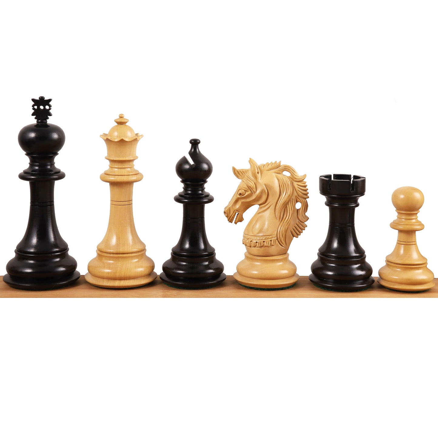 4.6" Prestige Luxury Staunton Chess Set- Chess Pieces Only - Natural Ebony Wood - Triple Weighted