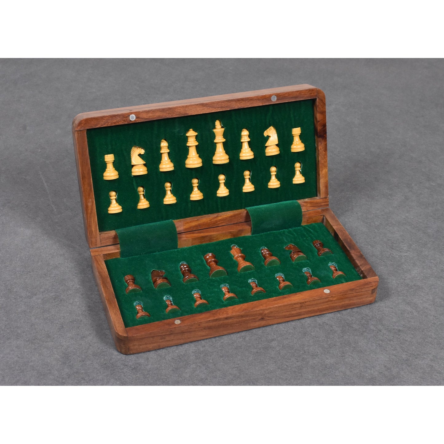 Wooden Magnetic Chess set 10" Travel Sheesham wood Golden Rosewood