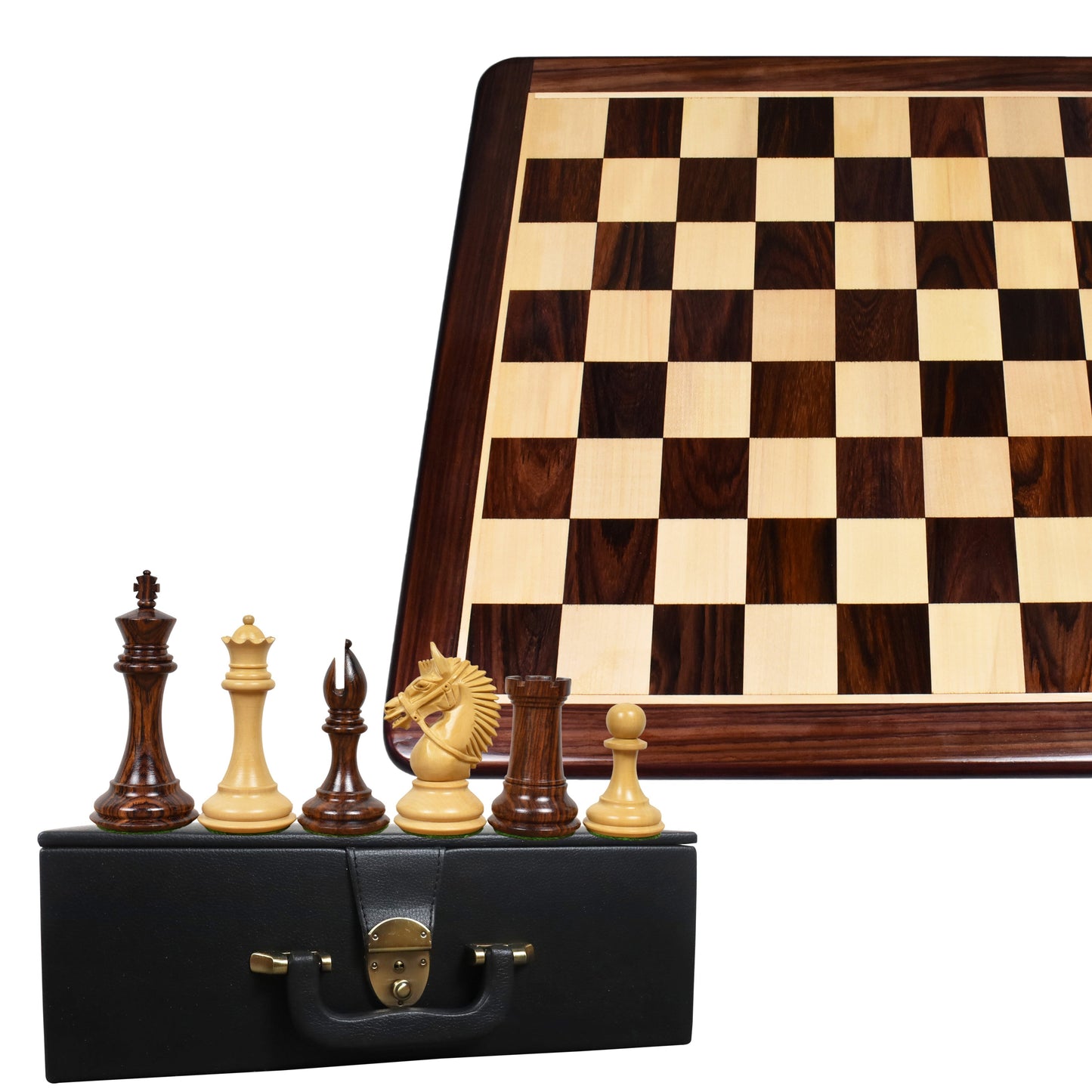 Combo of American Staunton Luxury Chess Set - Pieces in Rose Wood with Board and Box