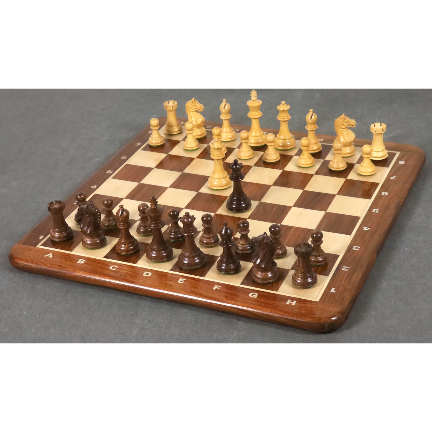 3.75" Queens Gambit Staunton Chess Set- Chess Pieces Only - Weighted Golden Rosewood