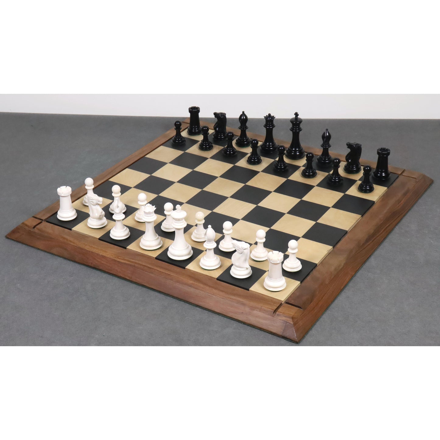 1849 Jacques Cook Camel Bone Chess Set- Chess Pieces Only - Black & White - 3.5" King