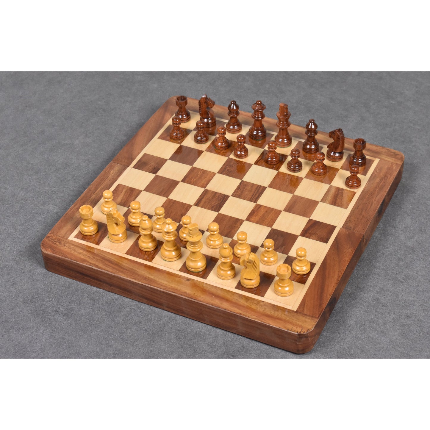 Wooden Magnetic Chess set 10" Travel Sheesham wood Golden Rosewood