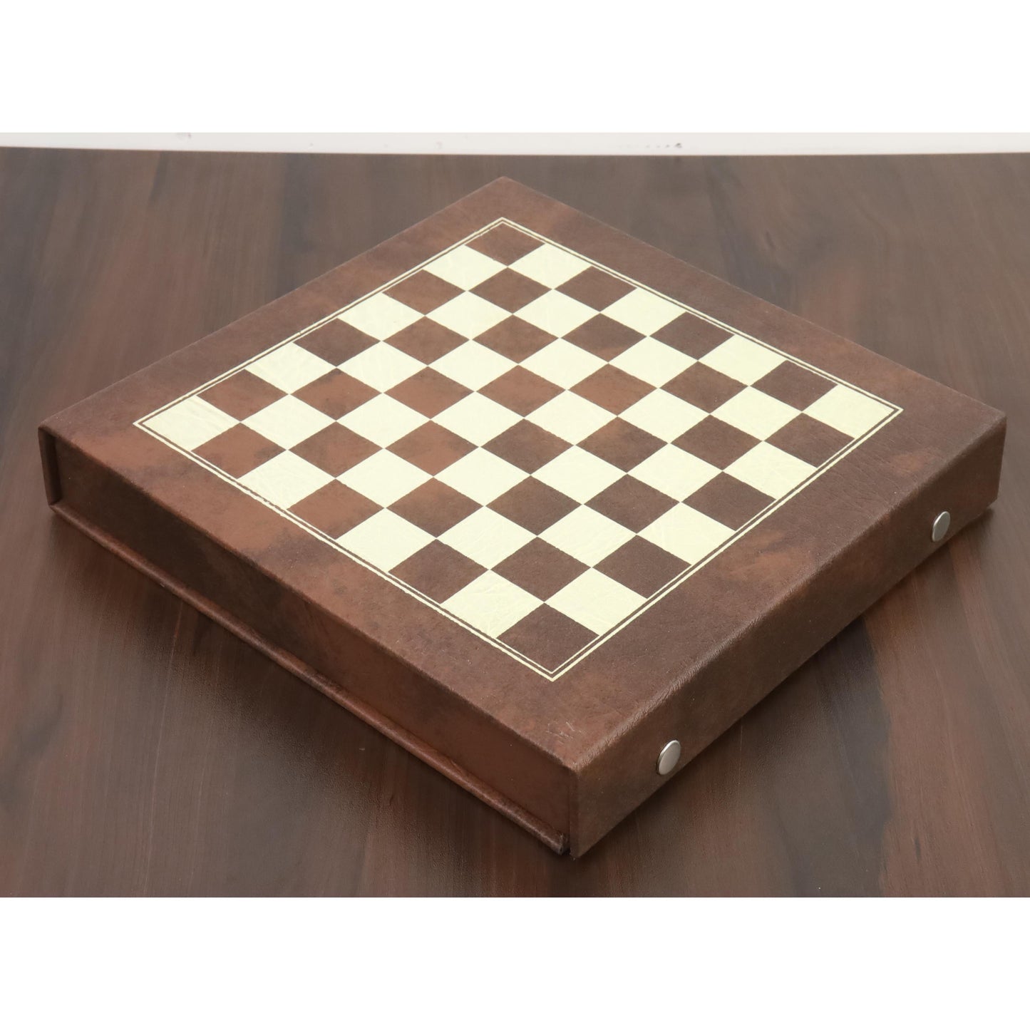 Leatherette 10 inch Travel Chess set & Storage- With Wooden Magnetic Pieces