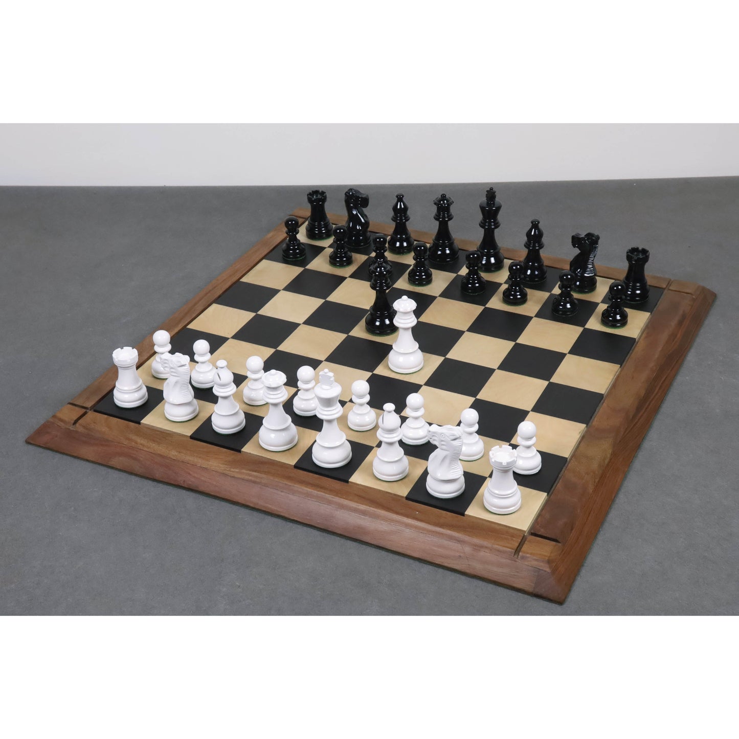 3.8" Black & Ivory White Painted Staunton Chess Set- Chess Pieces Only - Weighted Boxwood