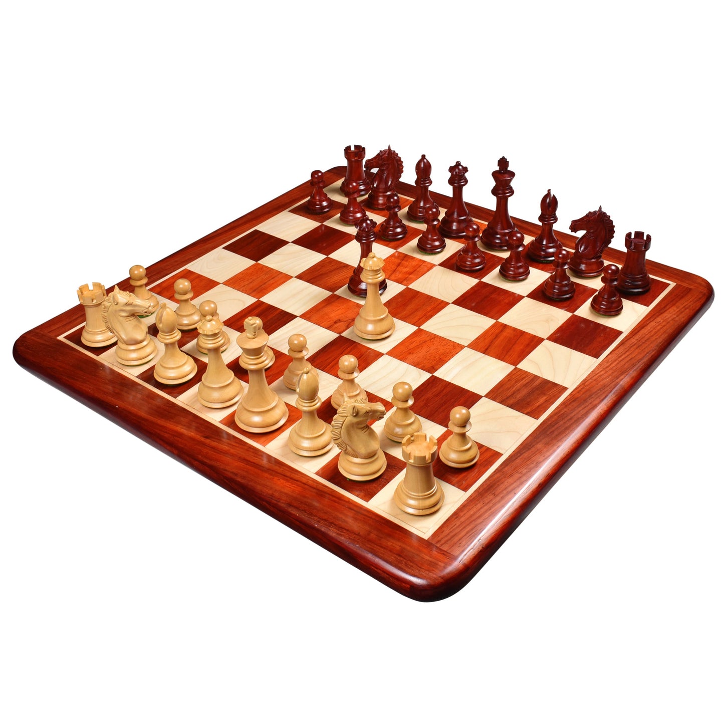 Exclusive Alban Staunton Weighted Chess Set- Chess Pieces Only - Bud Rose Wood- 4 Queens