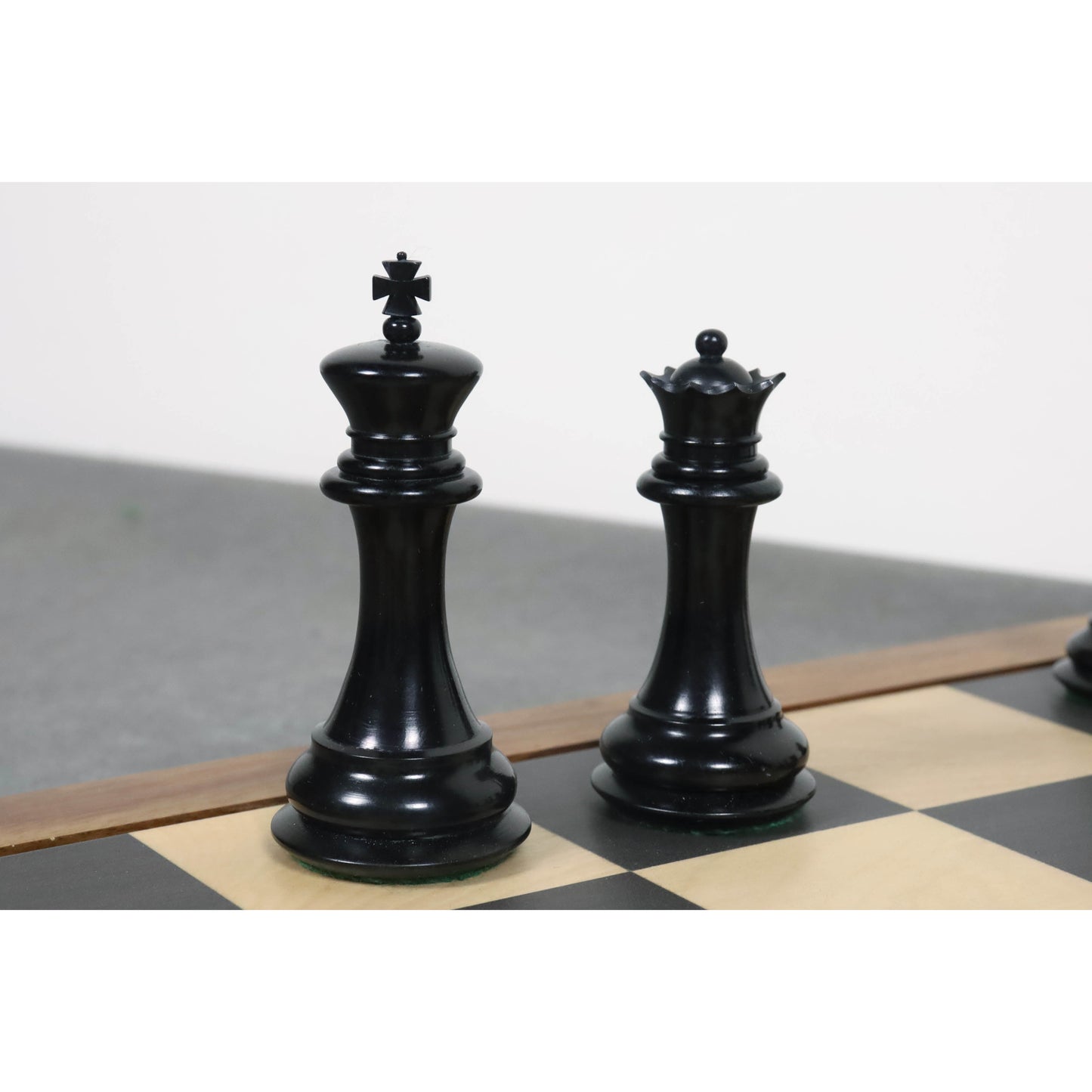 1849 Jacques Cook Camel Bone Chess Set- Chess Pieces Only - Black & White - 3.5" King