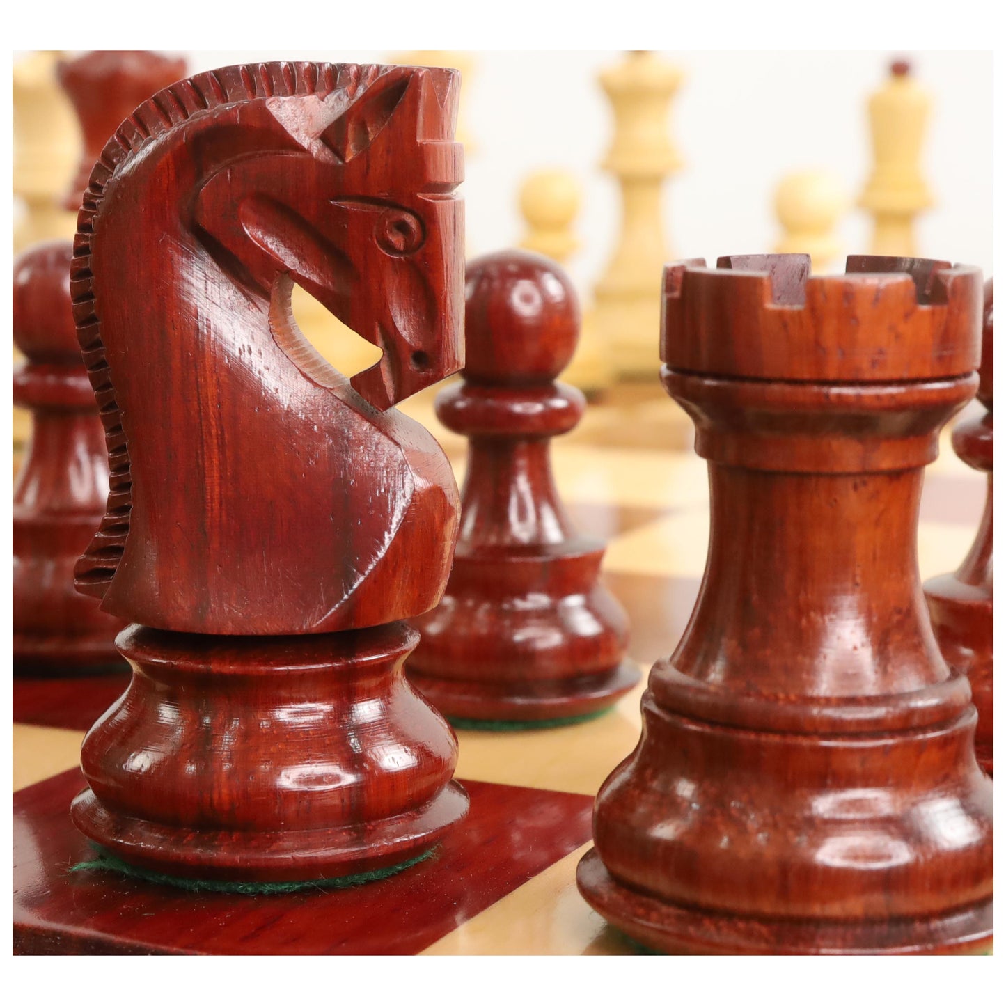 3.9" Russian Zagreb 59' Chess Set- Chess Pieces Only - Double Weighted Bud Rose Wood