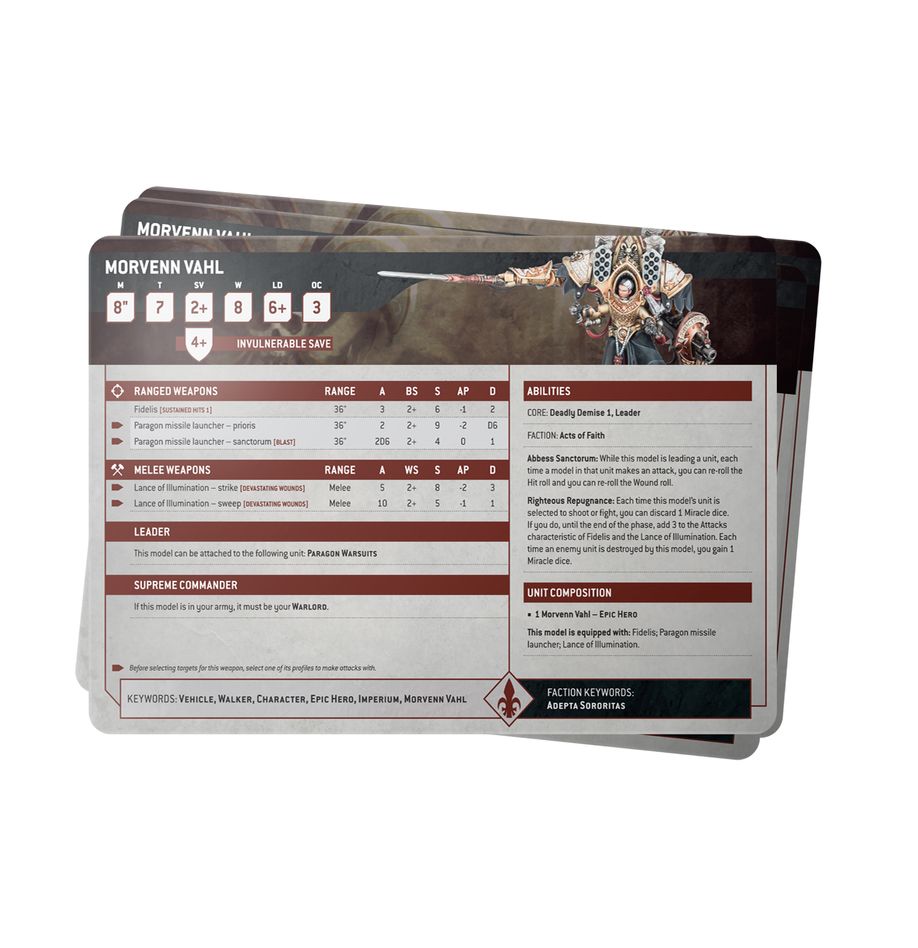 Warhammer 40,000: Adepta Sororitas: Datasheet Cards