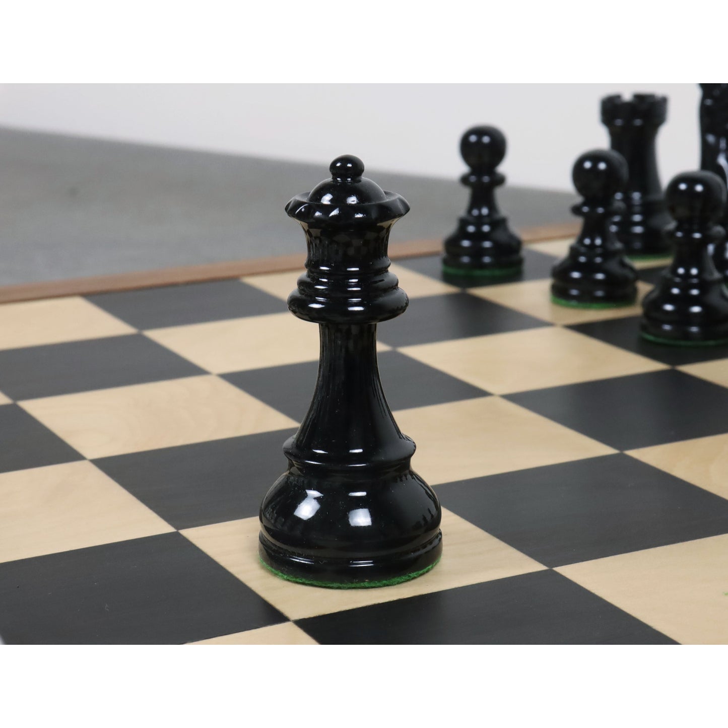 3.8" Black & Ivory White Painted Staunton Chess Set- Chess Pieces Only - Weighted Boxwood