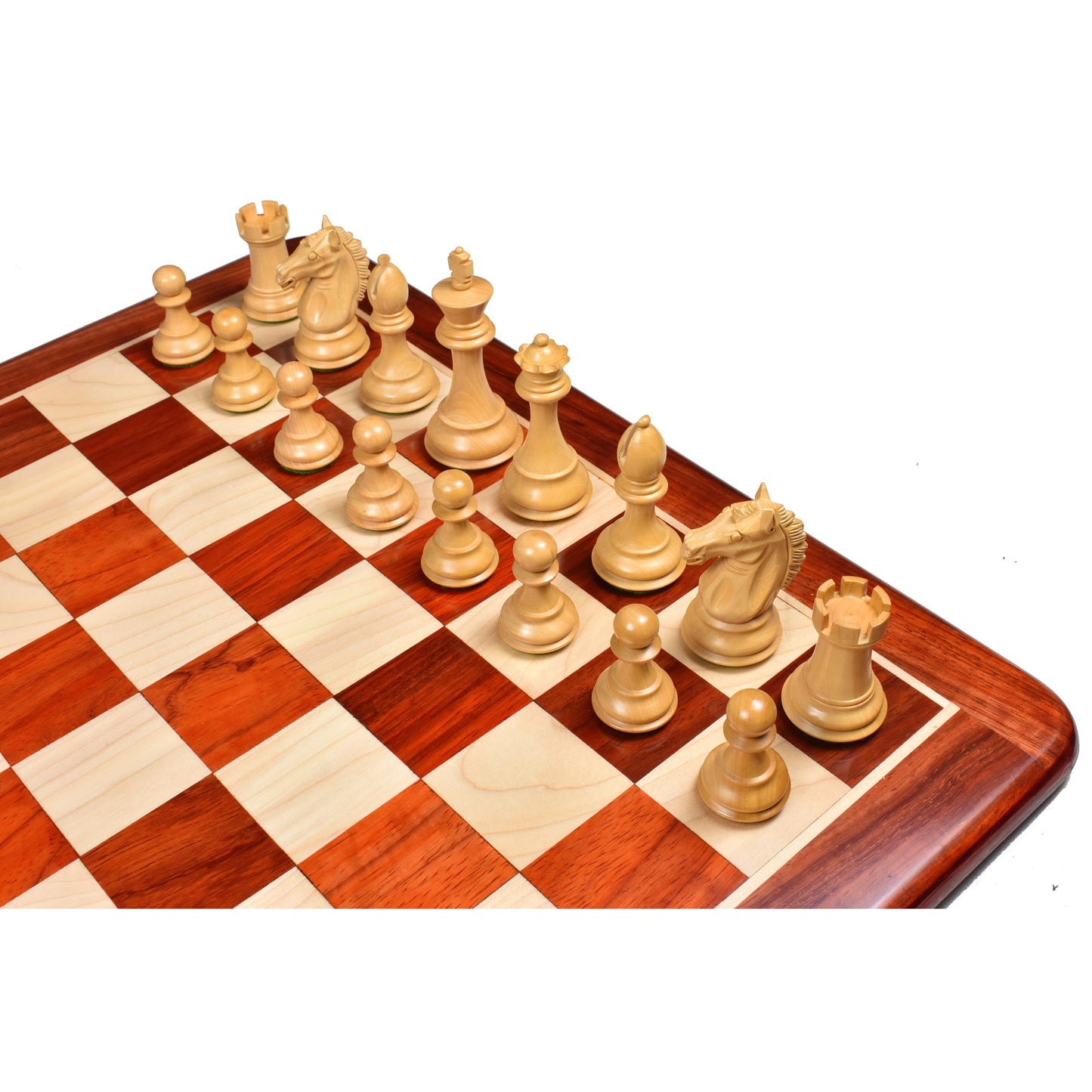 Exclusive Alban Staunton Weighted Chess Set- Chess Pieces Only - Bud Rose Wood- 4 Queens