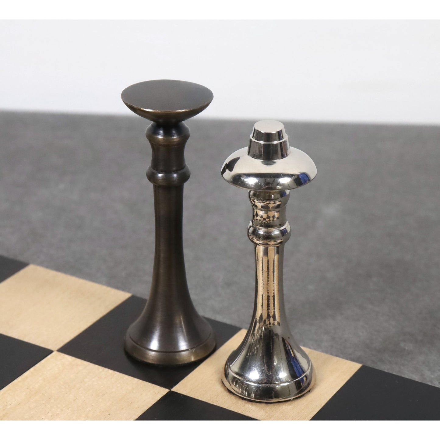 Brass Chess Set Combo of 3.1" Contemporary Chess Pieces + Ebony Wood Chess board