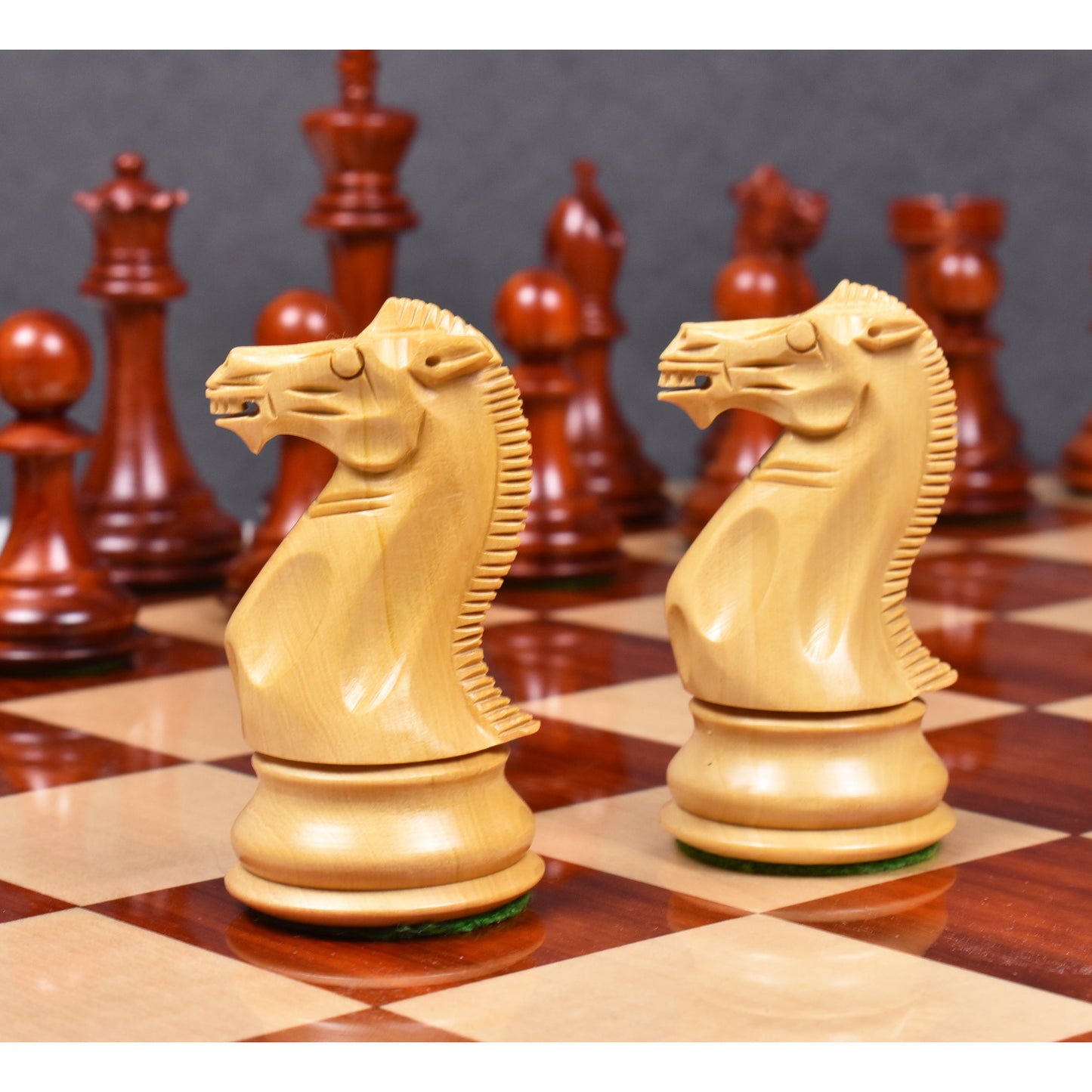 Combo of 4" Sleek Staunton Luxury Chess Set - Pieces in Bud Rosewood with Borderless Chess board and Storage Box