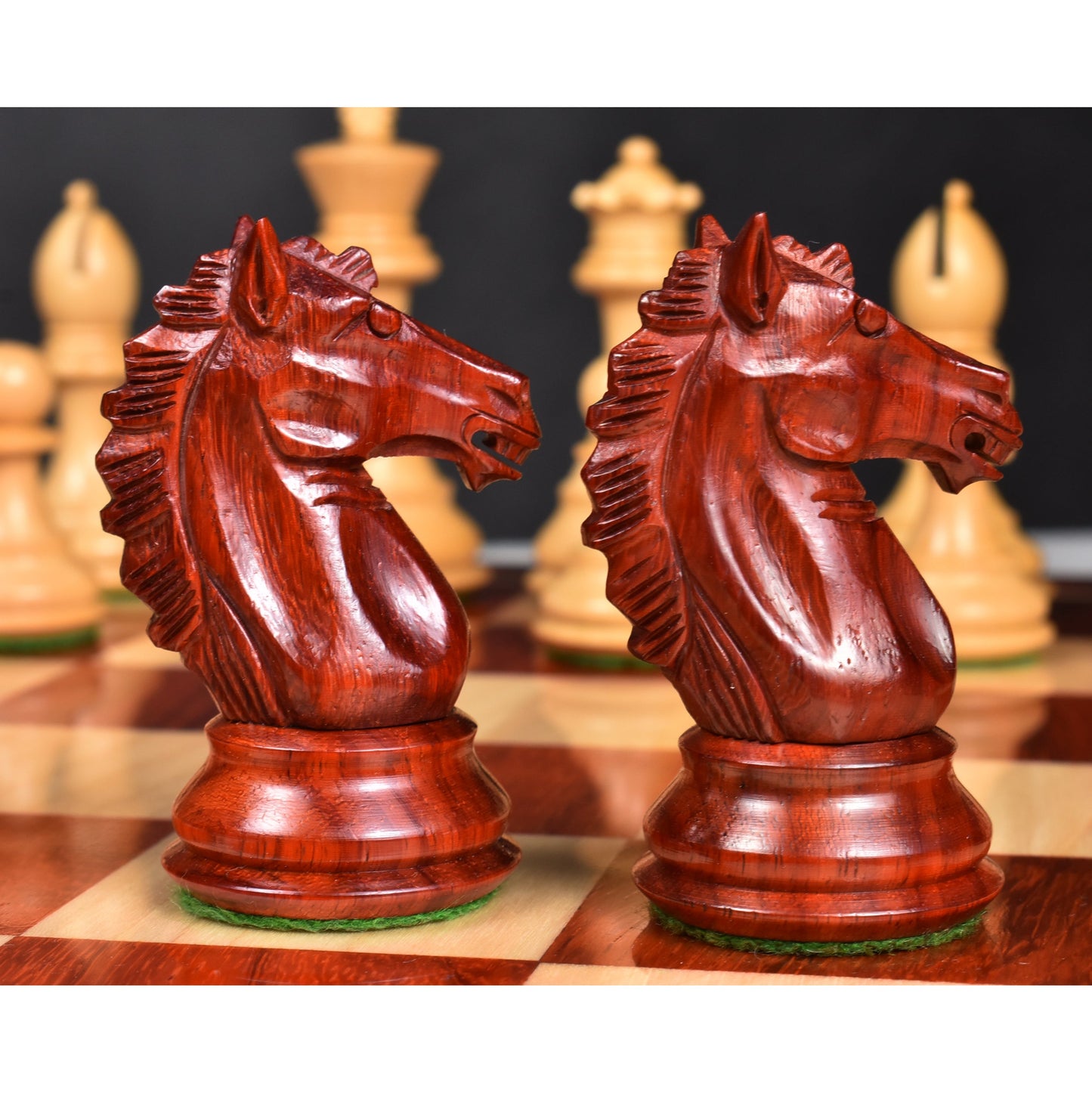 Exclusive Alban Staunton Weighted Chess Set- Chess Pieces Only - Bud Rose Wood- 4 Queens