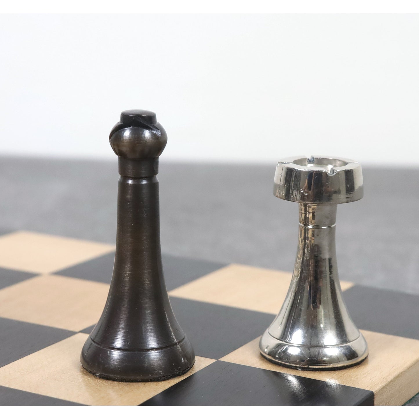 Brass Chess Set Combo of 3.1" Contemporary Chess Pieces + Ebony Wood Chess board