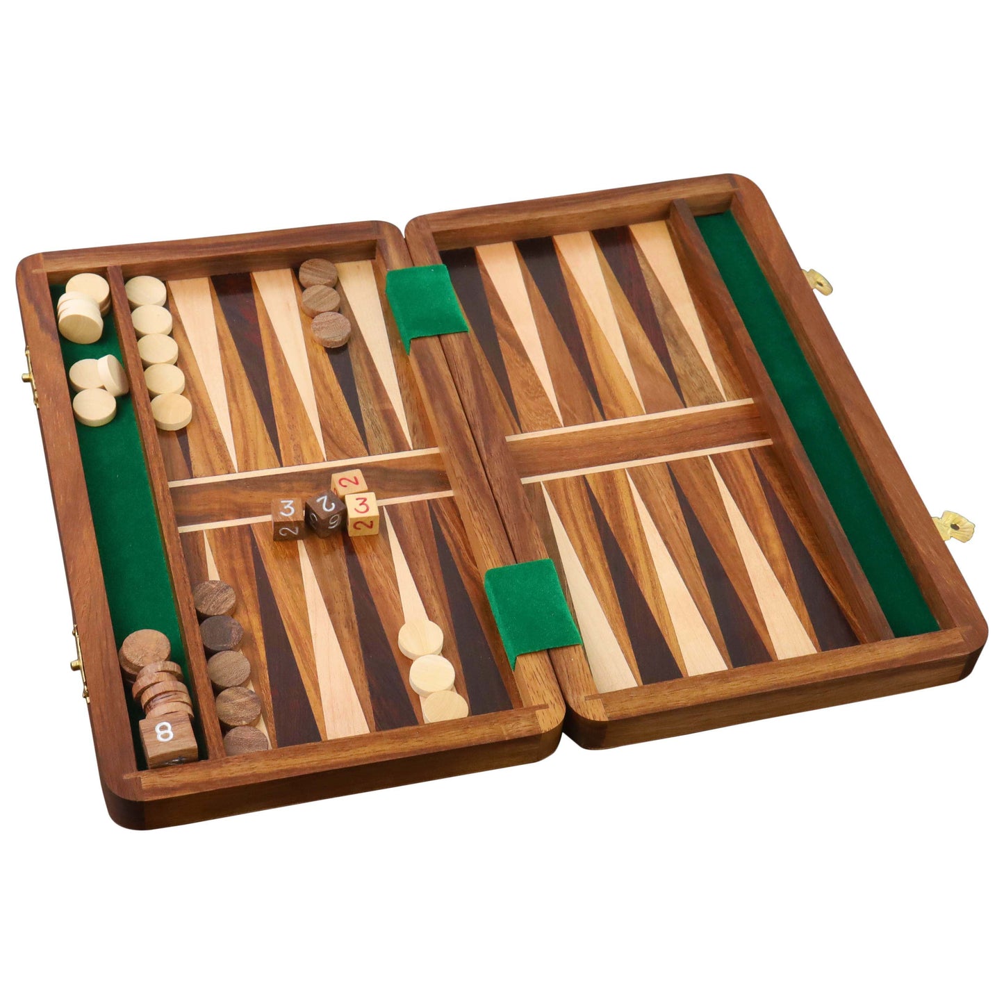 10" Handcrafted Wood Travel Backgammon pieces Set Game Folding Board