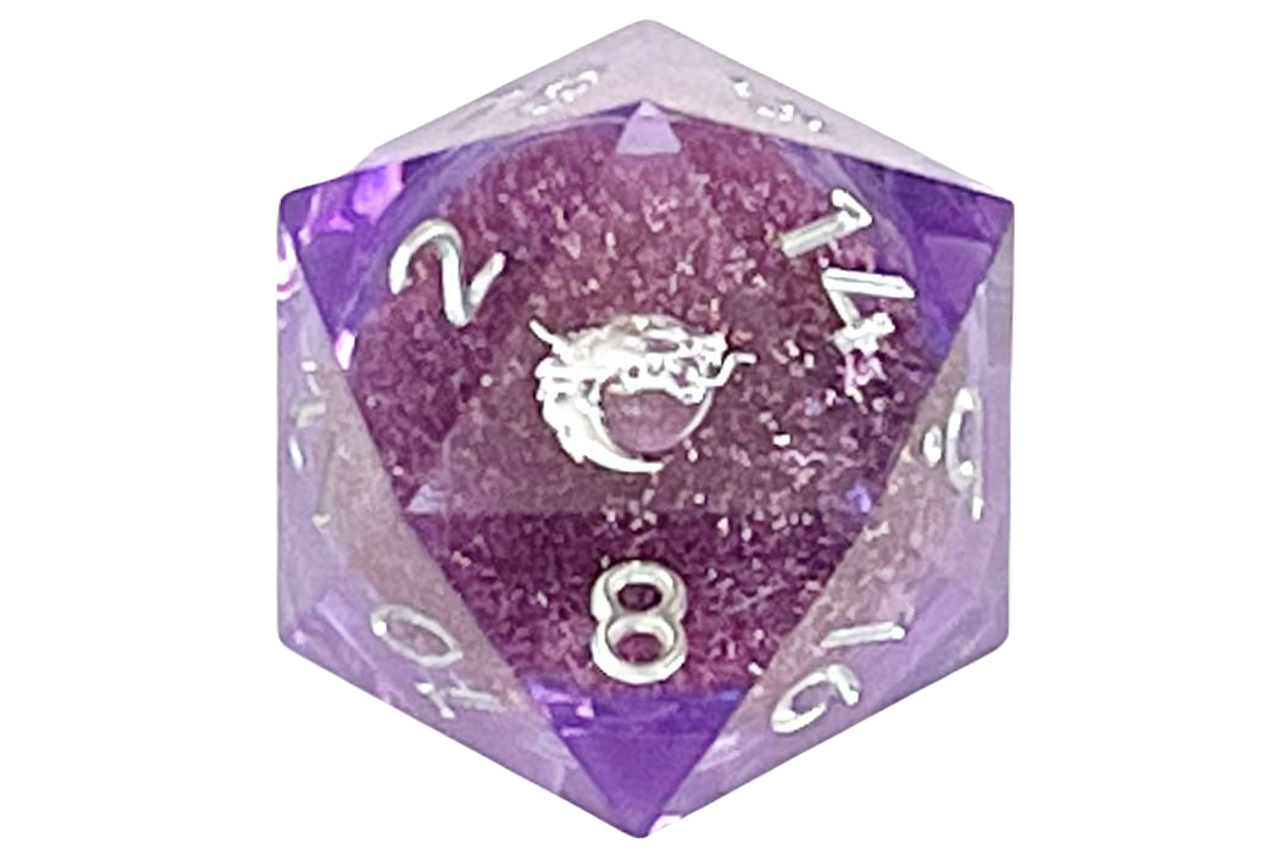 Old School Sharp Edged 22mm D20: Liquid Infused - Amethyst Fury