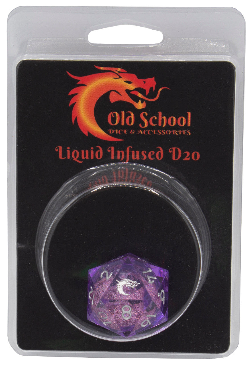 Old School Sharp Edged 22mm D20: Liquid Infused - Amethyst Fury